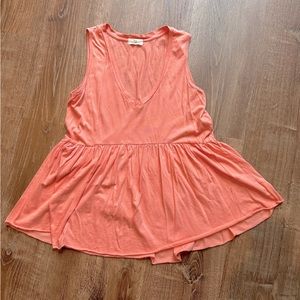T.la Anthropologie Coral peplum v-neck tank